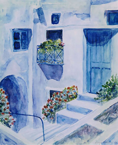 Græsk billede, akvarel, 1990